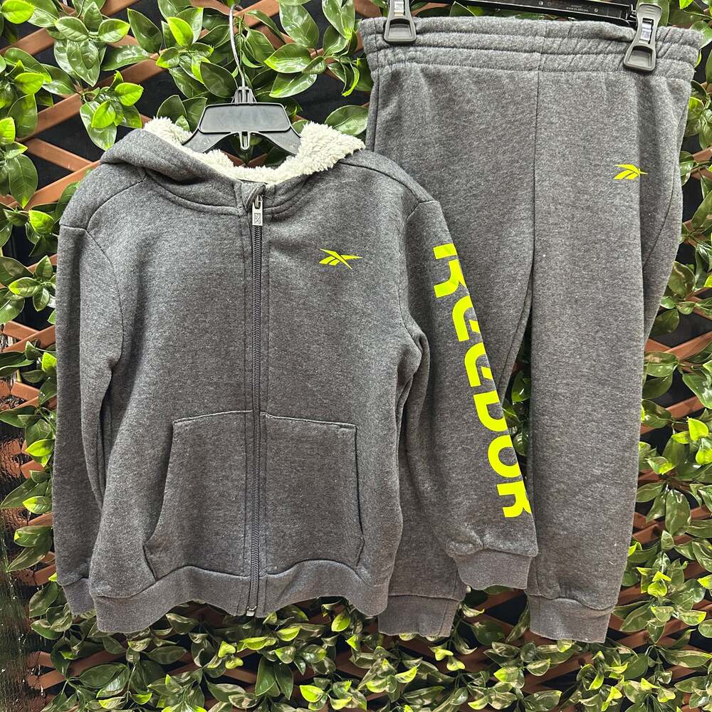 Reebok Little Boys' Zip Up Heathered Shark Gray Hoodie Size 5